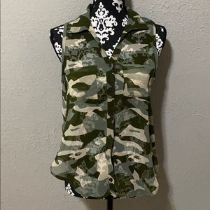 Wet seal sheer camo blouse